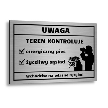 TABLICZKA ALUMINIUM ZŁY PIES UWAGA NA PSA ZABAWNA DRUK UV LEKKA NA FURTKĘ