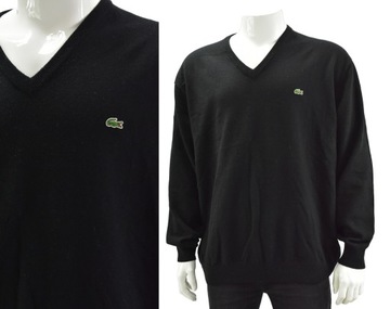 LACOSTE BLACK SWETER CIEPŁY wełna V KLASYCZNY r. 7 XL-2XL