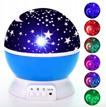 PROJEKTOR GWIAZD NIEBA LED LAMPKA NOCNA GWIAZDA OBRÓT O 360° DLA DZIECI