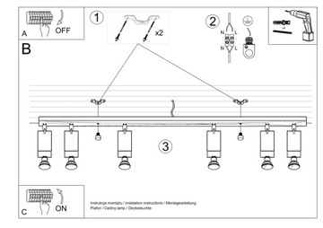 Plafon MERIDA 6L Czarny ruchome Reflektorki listwa do salonu LED SOLLUX