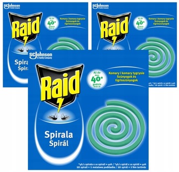 3x RAID Outdoor Spirala przeciwko komarom 148 g 10 sztuk