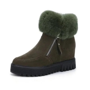 Buty śniegowe Zimowe wodoodporne pluszowe futrzane botki damskie z futrzany