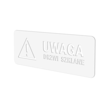 NAKLEJKA UWAGA DRZWI SZKLANE 10 x 27,5