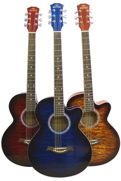 PIĘKNIE ZDOBIONA GITARA AKUSTYCZNA ECHO917+DODATKI