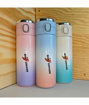 Кофейный термос с носиком Термокружка LED 420мл Ombre Pink