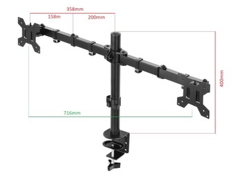 Держатель для двух мониторов, сверхпрочный, регулируемый, универсальный для настольного компьютера
