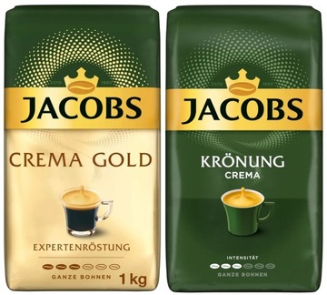 Kawa ziarnista JACOBS CREMA GOLD i Kronung Crema ZESTAW 2 x 1kg