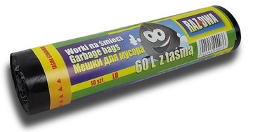 WORKI NA ŚMIECI 60L 10SZT LDPE Z TAŚMĄ ŚCIĄGAJĄCĄ