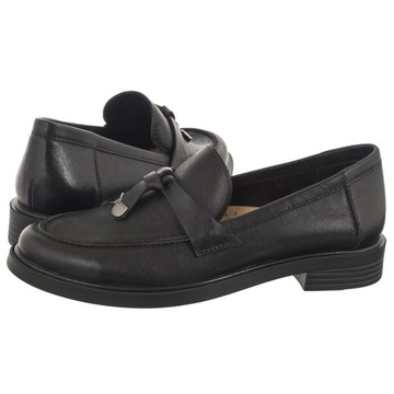 Buty Mokasyny Skórzane Damskie Nessi Czarne 23421