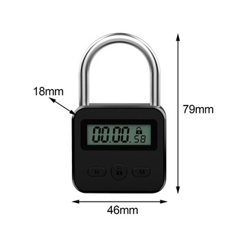 Замок с таймером Зарядка через USB Макс. 99 часов ЖК-дисплей Черный