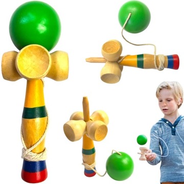KENDAMA DREWNIANA KLASYCZNA JAPOŃSKA GRA ZRĘCZNOŚCIOWA ŁAPANIE PIŁECZKI