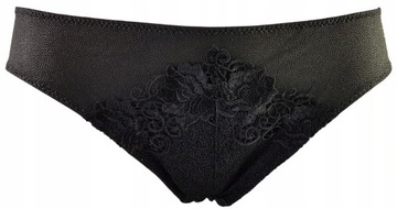 CALZEDONIA INTIMISSIMI MAJTKI FIGI Shiny Broderie KORONKOWE CZARNE S/36