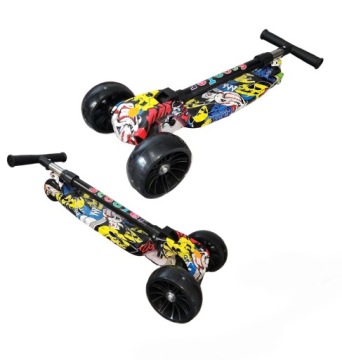 ТРЕХКОЛЕСНЫЙ БАЛАНСИРОВОЧНЫЙ СКУТЕР СО СВЕТОДИОДНЫМИ КОЛЕСАМИ ГРАФИТТИ 50 кг, складной, усиленный