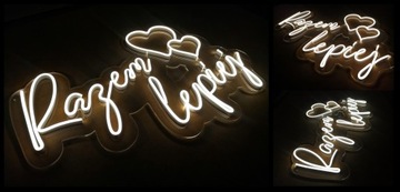 Светодиодная неоновая вывеска Лучше вместе с сердцем, свадебное украшение