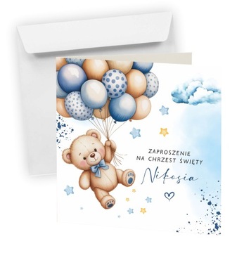 ZAPROSZENIE NA CHRZEST ŚWIĘTY + KOPERTA + IMIĘ DZIECKA + EKSPRES + JAKOŚĆ
