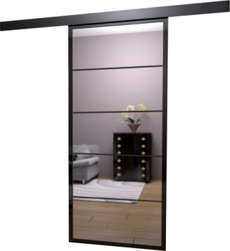 Drzwi Szklane Przesuwne System 95cm Lustro 5 Pól