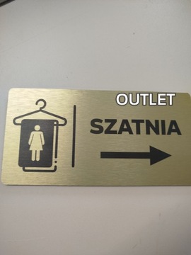 OUTLET SZATNIA | Tabliczka informacyjna, nierdzewna ZŁOTA | Druk UV
