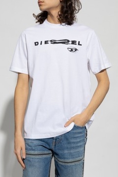 T-shirt z nadrukiem męski DIESEL biały XXL