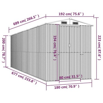 vidaXL Садовый навес антрацит 192x689x223 см, оцинкованная сталь