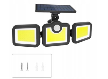 HALOGEN 300W LATARNIA LAMPA SOLARNA ULICZNA SOLARNA CZUJNIK RUCHU LED 3w1