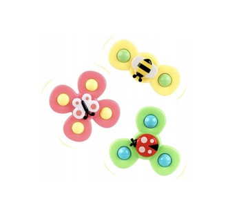 Спиннер с присоской, Сенсорная игрушка для ванны - Насекомые 3 шт.