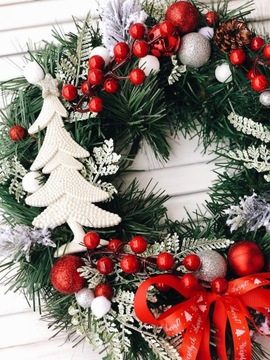 WIANEK ŚWIĄTECZNY STROIK NA DRZWI CHOINKA BOMBKI