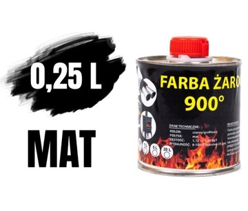 FARBA LAKIER ŻAROODPORNA DO KOMINKÓW 0,25L CZARNA TRWAŁA