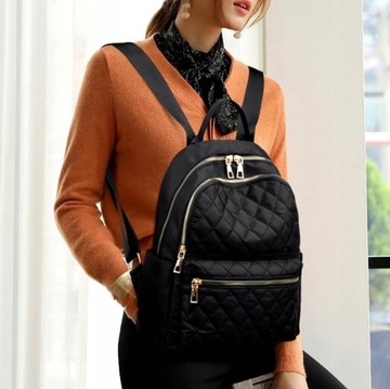 Рюкзак Черный непромокаемый рюкзак-сумка на плечо Вместительный стеганый женский рюкзак