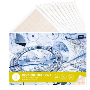 BLOK PAPIER MILIMETROWY 20 kartek A4 80g INTERDRUK