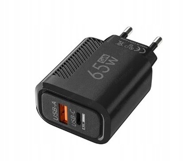 Ładowarka USB A USB C Quick Charge Czarna Ładowanie telefonu 65W
