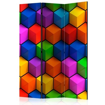 Parawan 3-częściowy - Kolorowe pola geometryczne