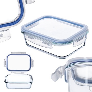POJEMNIK NA ŻYWNOŚĆ SZKLANY 370ml Z POKRYWKĄ PUDEŁKO BOX ŚNIADANIOWY