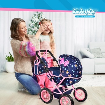 КОЛЯСКА ДЛЯ КУКЛЫ KINDERPLAY СКЛАДНАЯ СУМКА Глубокая Гондола С РЕГУЛИРУЕМОЙ РУЧКОЙ