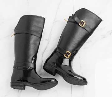 ЧЕРНЫЕ КОЖАНЫЕ РЕЗИНОЧНЫЕ БОТИНКИ НА ЗОЛОТОЙ МОЛНИИ