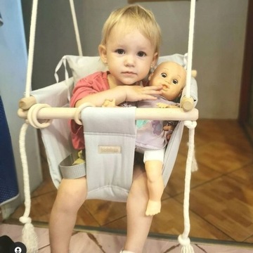 KIDABOO Детские качели для ребенка для дома и сада СЕРЫЙ CE КРЮЧОК НА РЕМЕНЬ