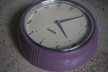 NOHRO DENMARK ZEGAR ŚCIENNY RETRO styl VINTAGE RÓŻOWY danish design