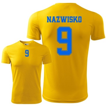 Koszulka piłkarska żółta na WF z nadrukiem XL sportowa poliester