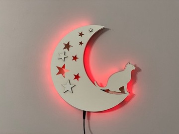 Светодиодный ночник CAT ON THE MOON RGB REMOTE с блоком питания