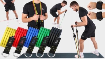 НАБОР ИЗ 5 РЕЗИНОВЫХ ЭСПАНДЕРОВ ИЗ ТВЕРДОЙ РЕЗИНЫ КАРАБИНЫ-КАРАБИНЫ ДОМАШНИЕ ТРЕНИРОВКИ