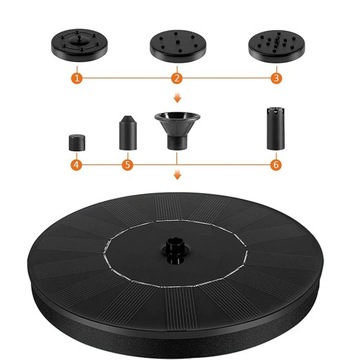ПЛАВАЮЩИЙ СОЛНЕЧНЫЙ САДОВЫЙ ФОНТАН 6 НОТ, ЧЕРНЫЙ