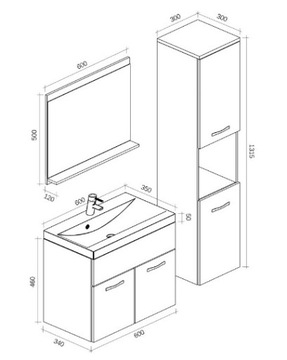 Мебель для ванной комнаты 60 зеркальный шкаф колонна под умывальник MATT BLACK