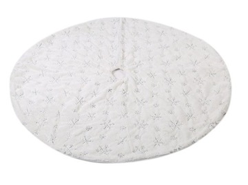 DYWANIK POD CHOINKĘ MATA BIAŁY GWIAZDKI SREBRNE DYWAN 90 CM NA PREZENTY