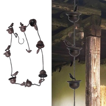 ЦЕПЬ ДЛЯ ЖЕЛОБА СЛИВНОЙ ТРУБЫ ДЛЯ ПТИЦ ЧАШКА 150 СМ НАРУЖНОЕ УКРАШЕНИЕ