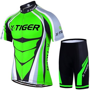 Spodenki Rowerowe Koszulka Komplet Męski Z WKŁADKĄ ŻELOWĄ X-Tiger JAKOŚĆ XL