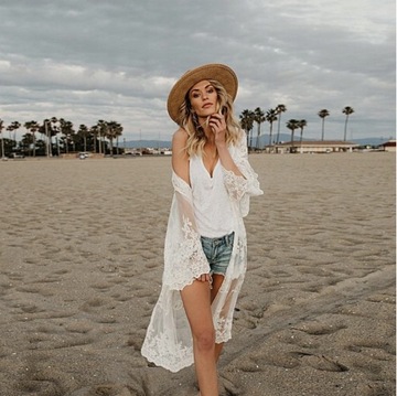 Белая кружевная накидка PAREO BEACH SUMMER в стиле бохо