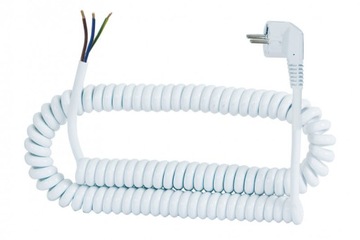 F-ELEKTRO F5.0076 Przewód spiralny - wtyczka kątowa 3x1 -3m biały