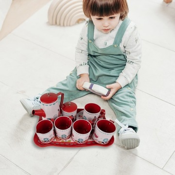 МЕТАЛЛИЧЕСКИЙ ЧАЙНЫЙ НАБОР ДЛЯ ДЕТЕЙ, ПОДНОС ДЛЯ ЧАЙНОЙ ИГРЫ