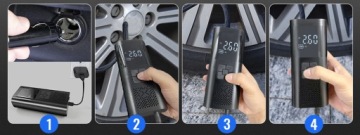 КОМПРЕССОРНЫЙ НАСОС ДЛЯ АВТОМОБИЛЬНЫХ ШИН, ВЕЛОСИПЕДОВ, МОТОЦИКЛОВ, LCD USB, 6000 мАч, МИНИ