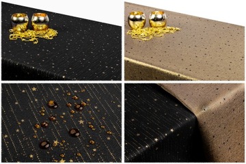 obrus DWUSTRONNY 140x470 CZARNY milky way ZŁOTY