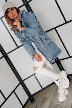 ДЖИНСЫ ПАРКА с КАПЮШОНОМ, предварительно постиранные AVA, застегиваются на молнию М.